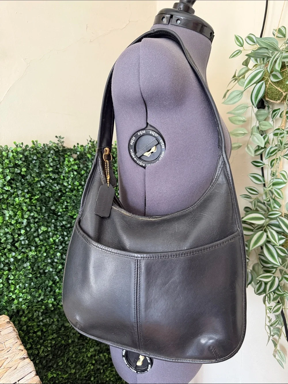 Coach Black Leather Shoulder Hobo Bag